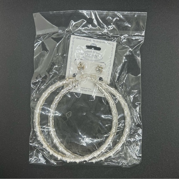 2 pairs Earrings set Large Hoops NEW - Picture 4 of 5